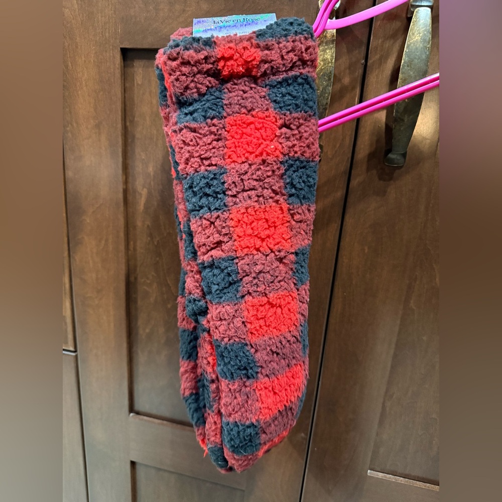 Red and Black Plaid Fuzzy Socks. BNWT